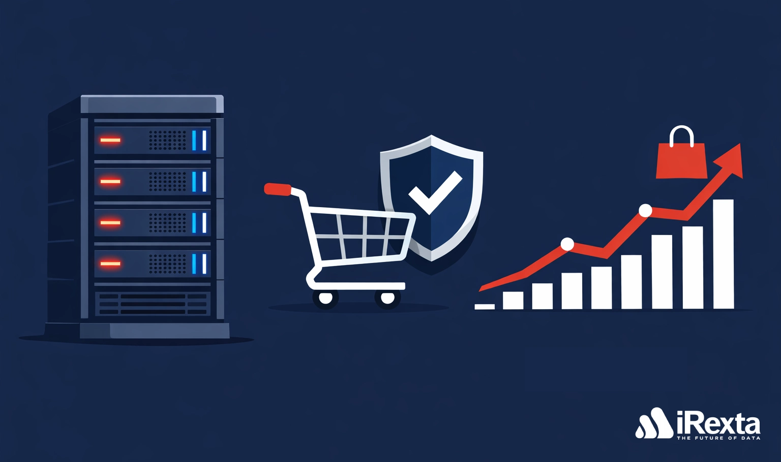 Secure e-commerce dedicated servers illustration