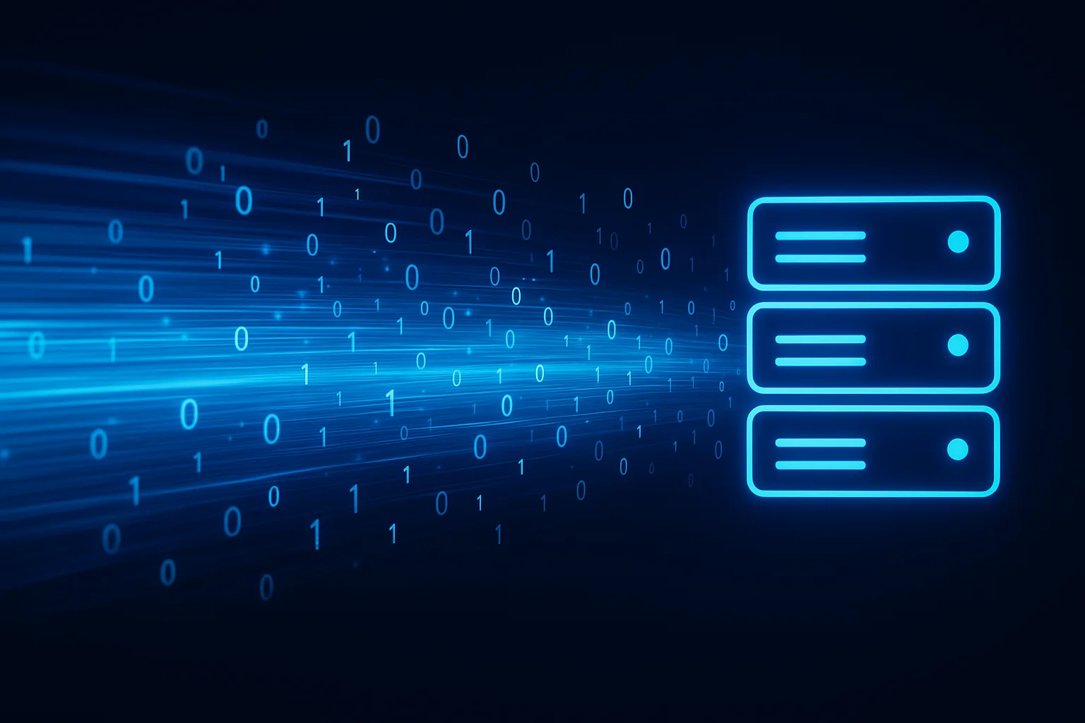 A high-speed data stream visualization representing media streaming servers